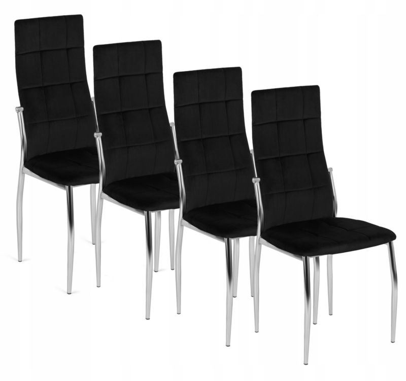 Zestaw 4x Mebel Elite Krzesło MOLLY Tapicerowane Welurowe Kuchenne Czarne Do Jadalni MOLLY 1 kpl