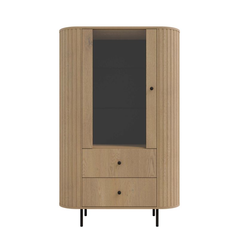 Witryna Bonni do salonu z przeszklonymi drzwiami Flana 112 1F2S Dąb Cremona 1 szt.