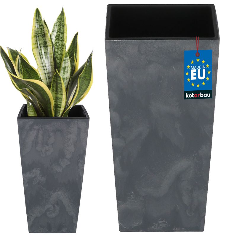 Doniczka z wkładem KOTARBAU 140x140x267 mm struktura betonu 1 szt.