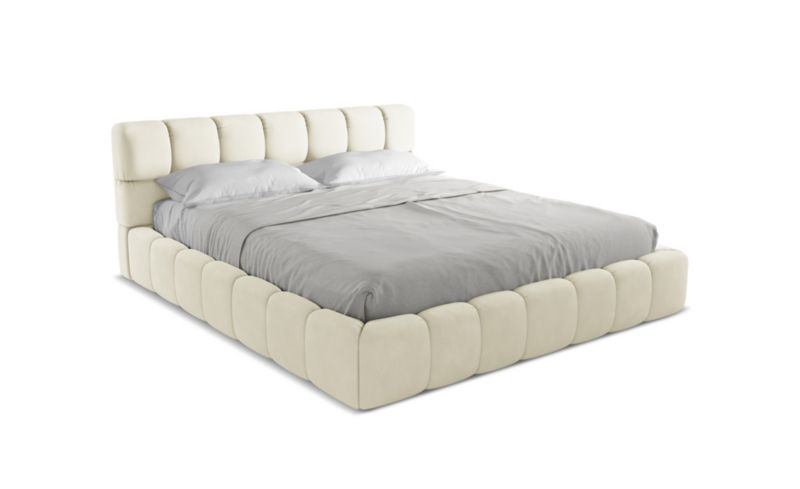 Łóżko LaMiaSofa Nalu z tkaniny szenilowej 180x200 beżowy 1 szt.