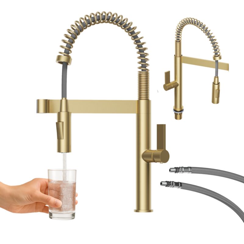 Bateria Kuchenna Z Wyciągana Wylewka Wysoka Granitan Elara Brushed Gold 1 szt.