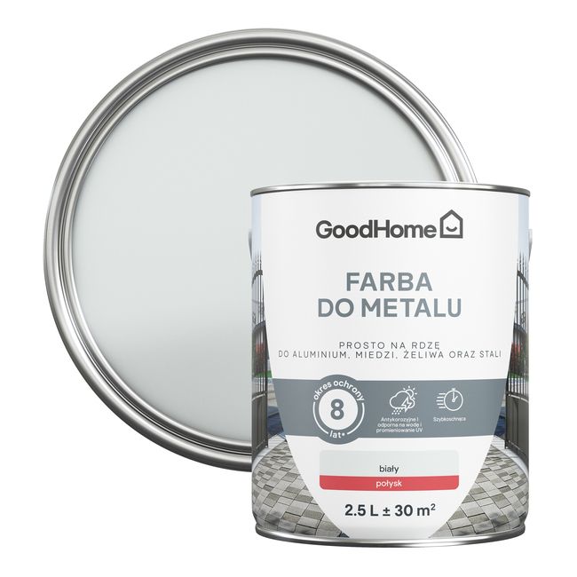 Farba antykorozyjna GoodHome połysk biały 2,5 l