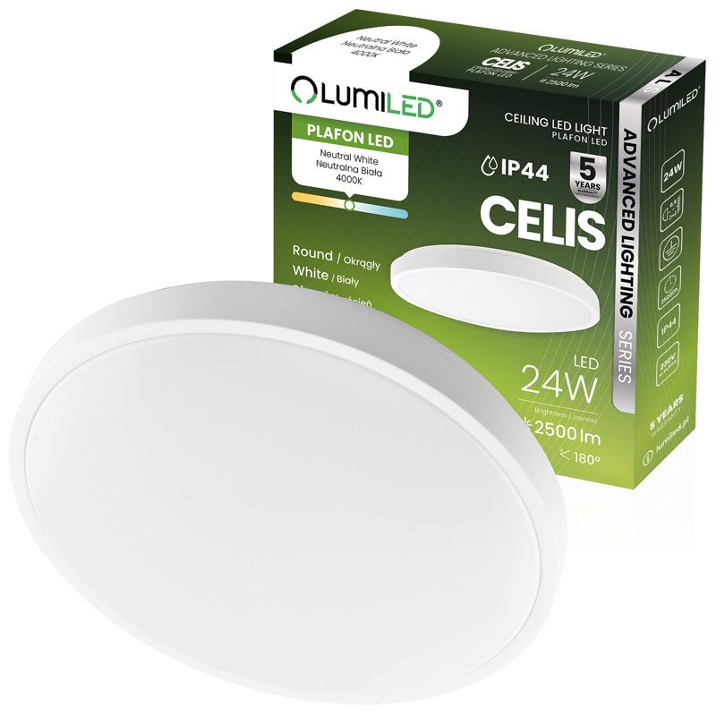 Plafon LED Lumiled Lampa Sufitowa Natynkowa 24W 4000K Okrągły IP44 Biały 1 szt.