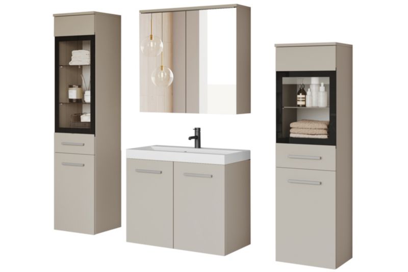 Zestaw mebli łazienkowych MINIO go for it MARIT II kaszmirowy beż z oświetleniem LED, 1 kpl.