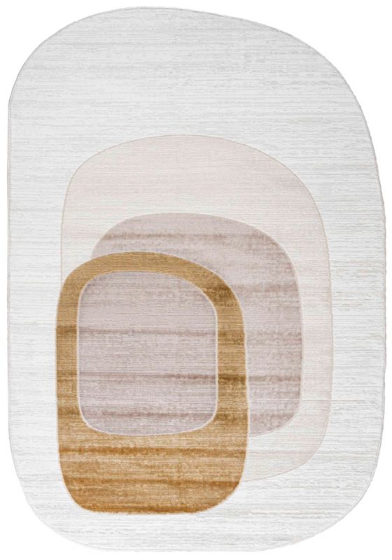 Dywan Dwustronny Wewnętrzny SILA LUX Owalny Mazovia 80 x 150 cm Beżowy Motyw Abstrakcyjny 1 szt.