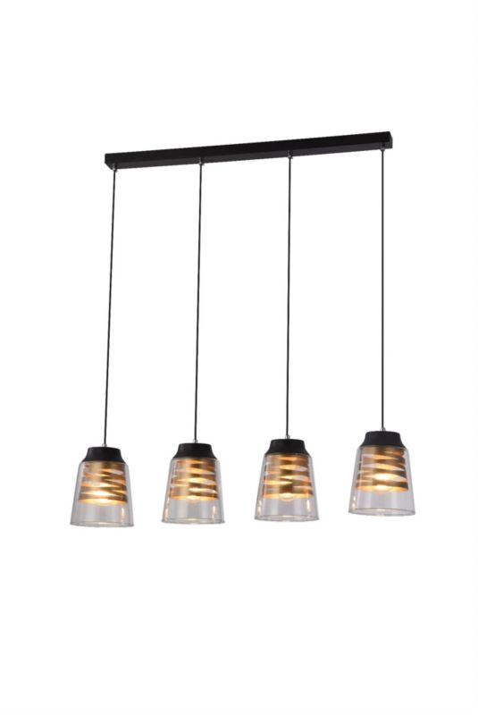 Lampa sufitowa wisząca Candellux Fresno czarno-przezroczysty wym: 120 x 84 x 15,5 cm 4xE27 x 60W 1 szt.