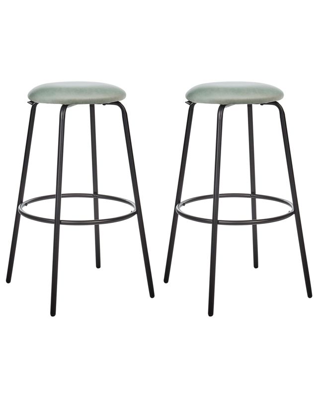 Zestaw 2 hokerów barowych Morton Welur Miętowy 1 par.