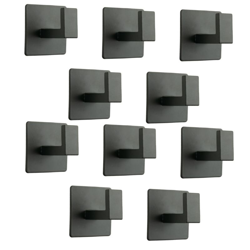 10 x Wieszak łazienkowy B&B haczyk samoprzylepny czarny metalowy 10 szt