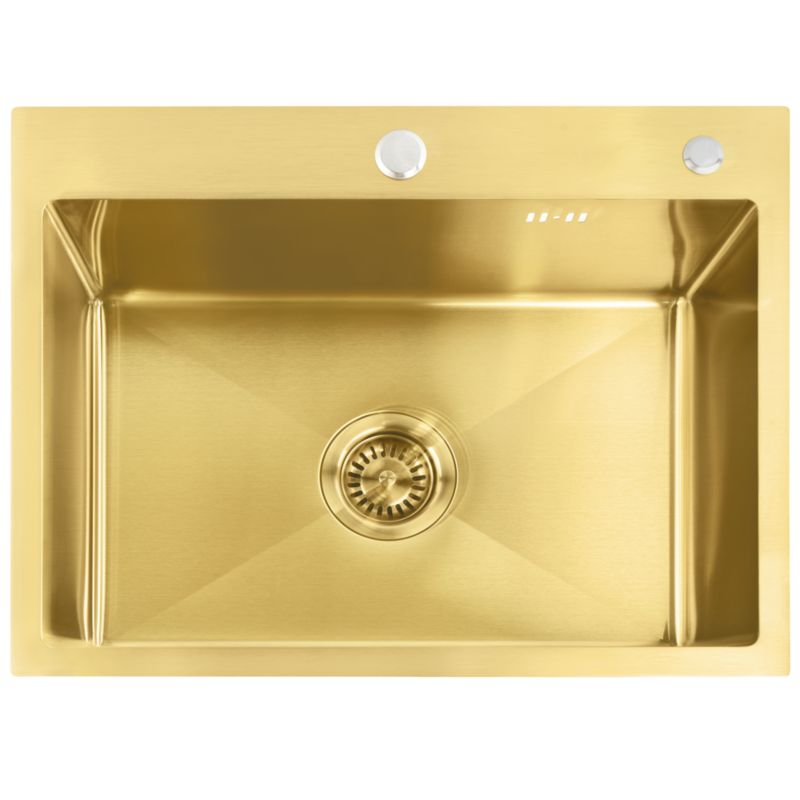 Zlewozmywak Stalowy Z Baterią Kuchenną Rea Liam Złoty Szczotkowany 58X45X18,5Cm + Bateria Kuchenna Fresh Szczotkowane Złoto 1 Szt