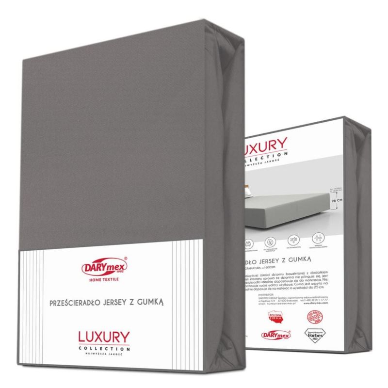 Prześcieradło jersey z elastanem z gumką Darymex 140x200 kolor antracyt 1 szt.