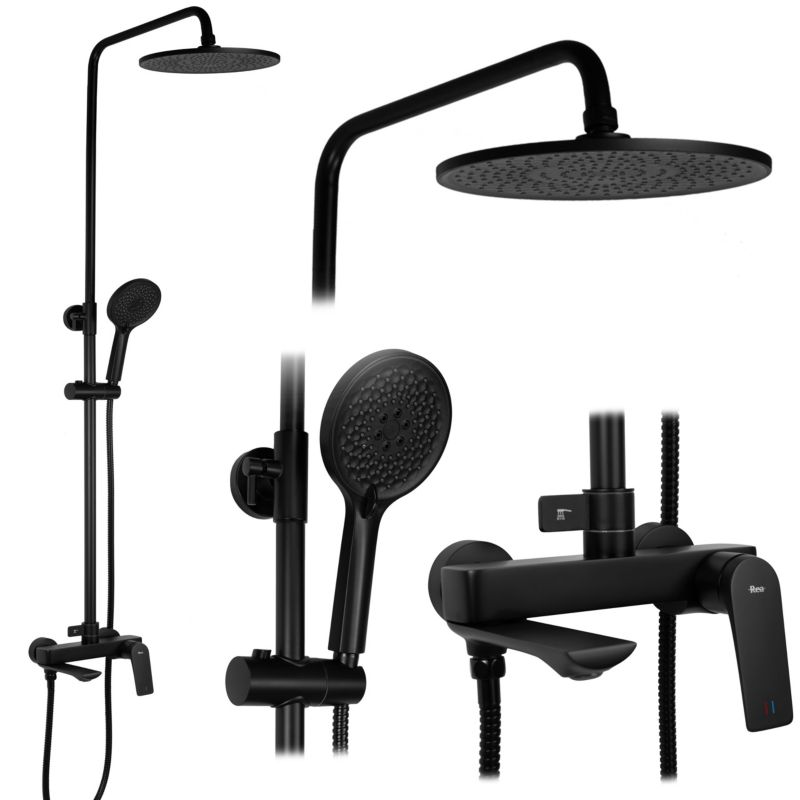 Zestaw Prysznicowy Rea Avalon Czarny 50X23X153Cm 1 Szt