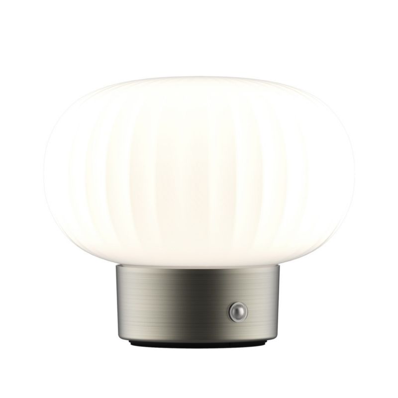 Lampa stołowa Polux Latte biało-srebrna LED 1.8W 2700K 150lm akumulator IP20 wym: 13.4 x 15.6 x 15.6 cm szkło - 1 szt.