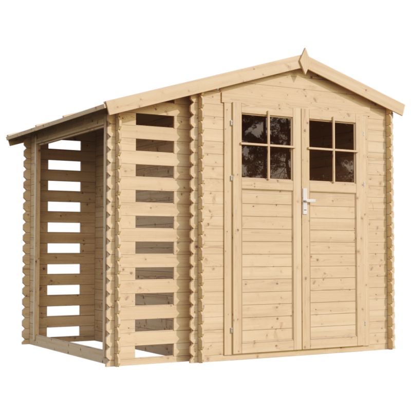 Drewniany domek ogrodowy Timbela 4,47 m² M386F zamykane drzwi, drewno naturalne, grubość deski 19 mm, 1 szt.