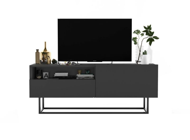 Szafka RTV Meble Lindner NILA 5 150 dąb wotan/czarny mat 1 szt.