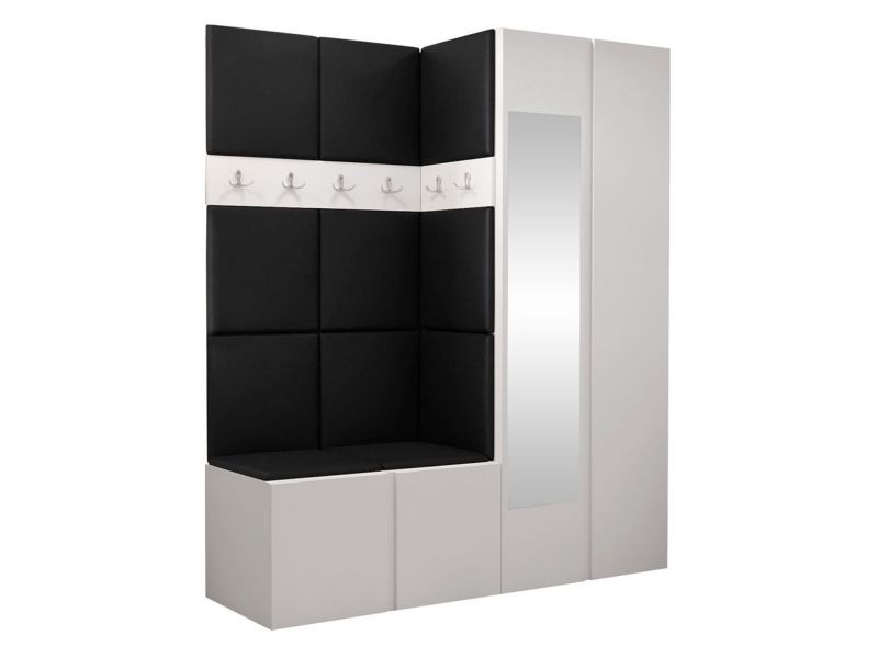 Garderoba MIRJAN 24 Orion XII biały + czarna ekoskóra 1 kpl.