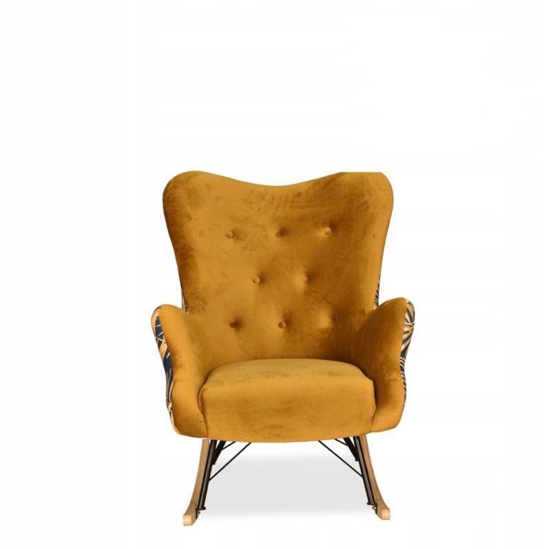 Fotel uszak do salonu bujany Family Meble Luna Print Duo żółty 1szt