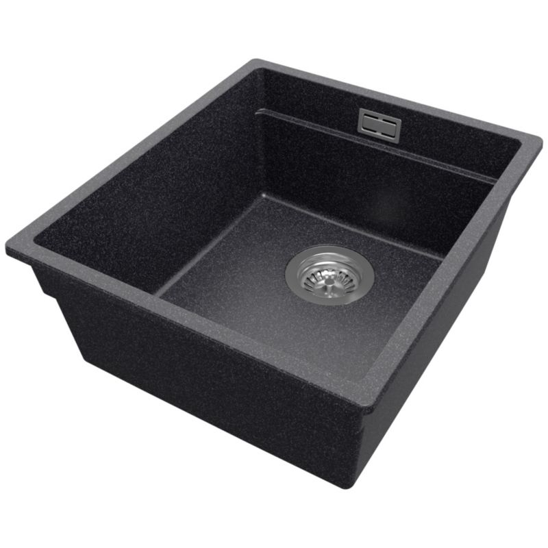 Zlewozmywak Praga Slim PRIMAGRAN Nablatowy 41x47cm do szafki od 45cm z Syfonem Grafitowy 1 szt.