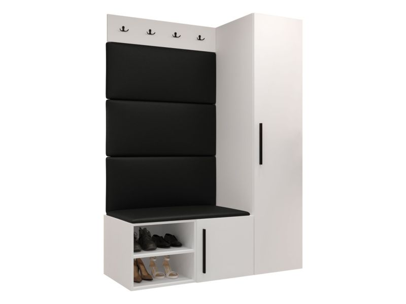 Garderoba MIRJAN 24 Medi II biały + czarna ekoskóra 1 kpl.