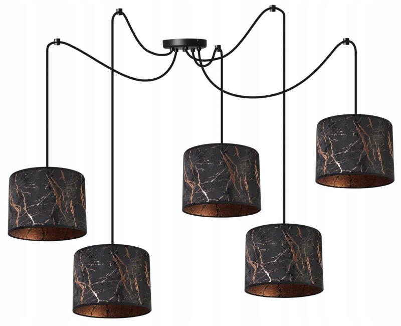 Lampa sufitowa wisząca Light Home LH Pająk Werona 5x E27 60W czarny/miedź 1szt.