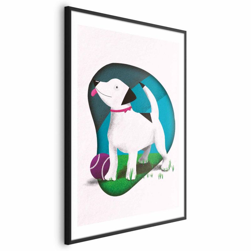 Plakat Artgeist Pies i piłka 60x90 cm z ramą czarną 1 szt