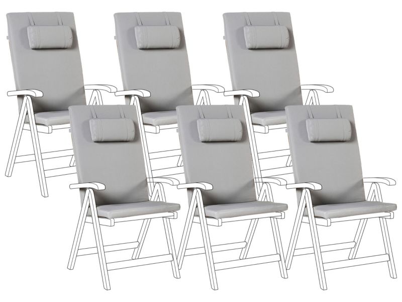 Zestaw 6 poduszek ogrodowych Java/amantea premium 50 x 70 cm Jasnoszary 1 kpl