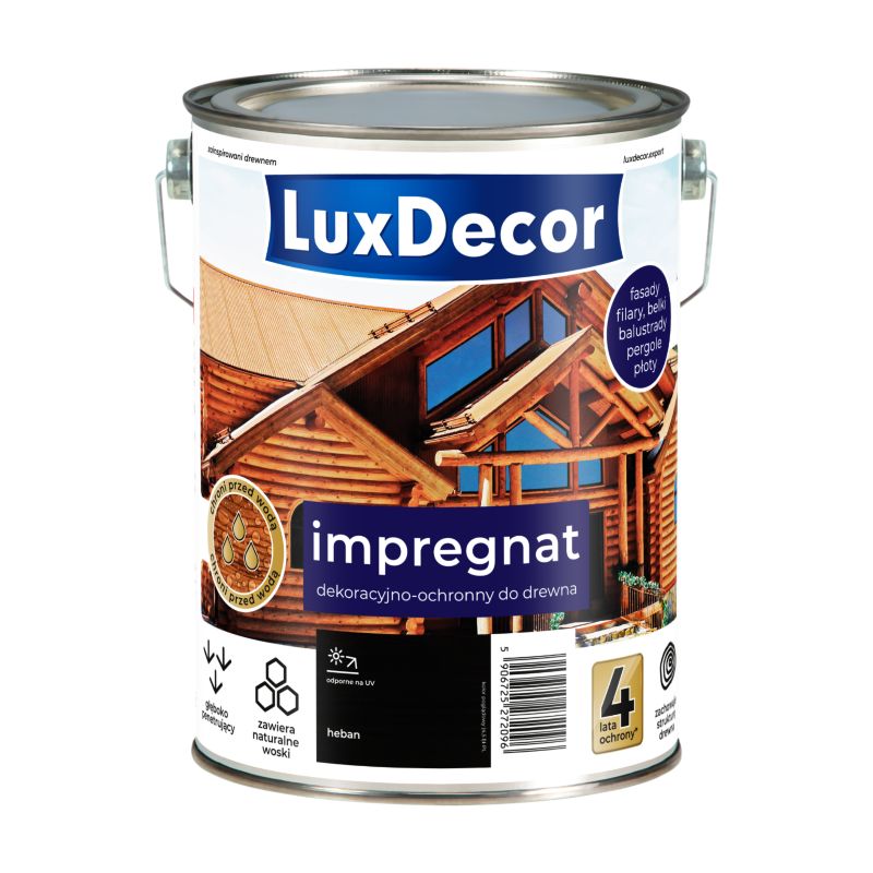 Impregnat dekoracyjno-ochronny do drewna LuxDecor, heban, 4,5l, 1 szt.