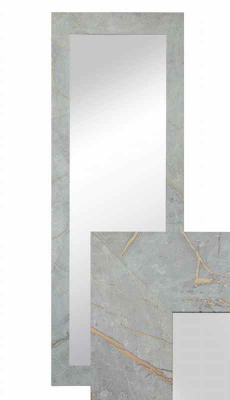 Lustro wiszące BD art w ozdobnej ramie 150x50 cm kolor beton szary złoty do salonu pokoju sypialni 1 szt.