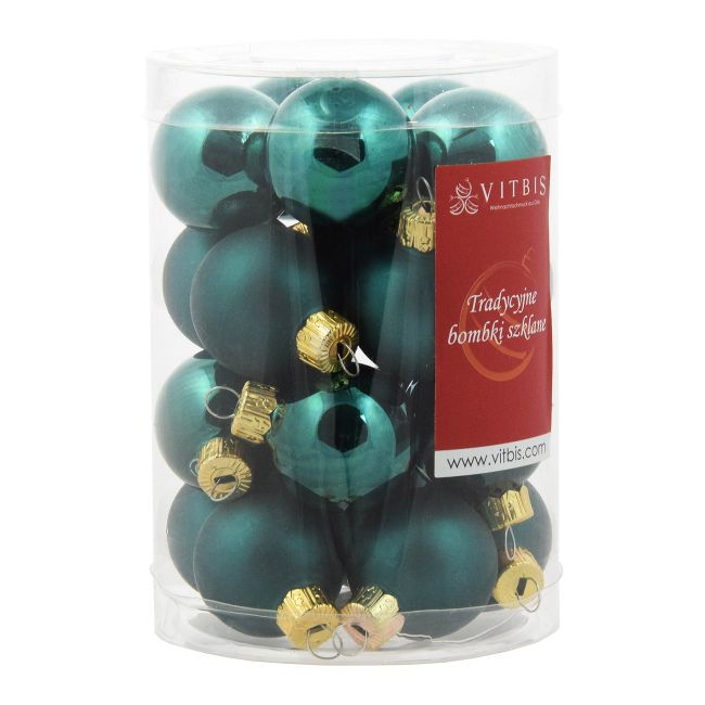 Bombki gładkie Vitbis 3 cm w tubie zielone 20 szt.
