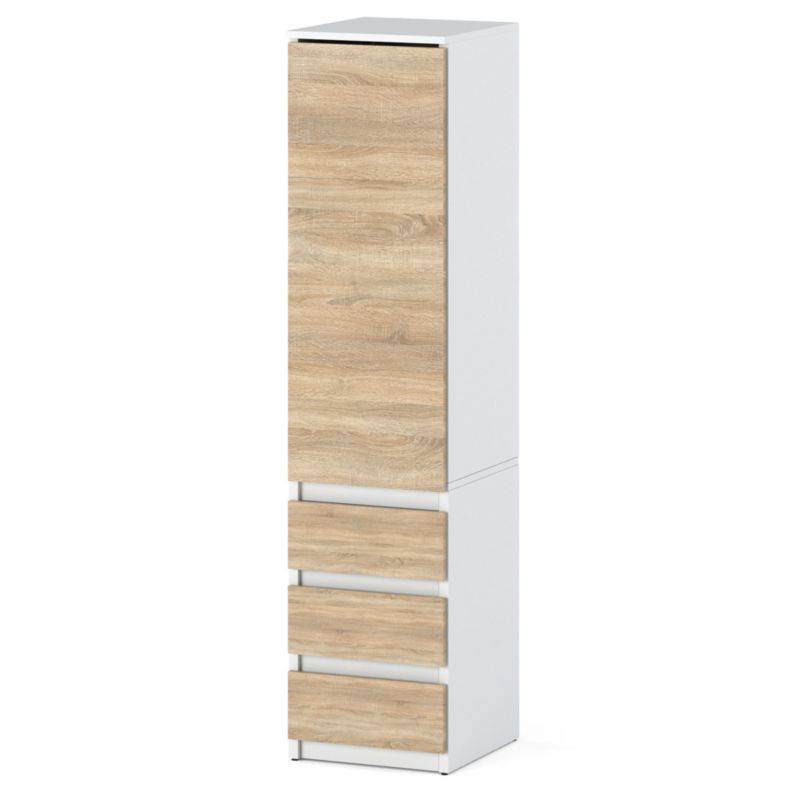 Szafa Hurtownia-Mebli Szuflady 3 Posti 40 3sz 40cm Biały Mat Dąb Sonoma 40x50x180 cm 1szt.