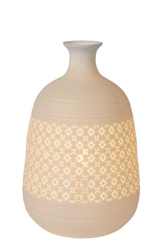 Lampka stołowa Lucide Tisse biała 1 x E14 x 40W IP20 wym: 28.8 x 18.6 x 18.6 cm ceramika - 1 szt.