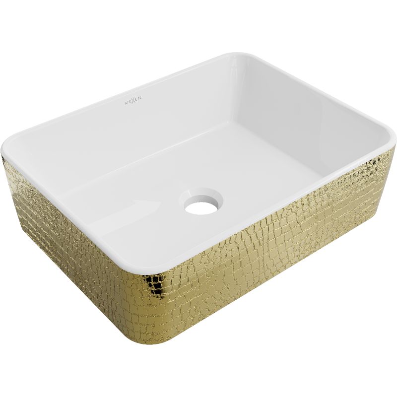 Umywalka nablatowa Mexen Catia biały/złoty 48x38 cm 1 szt.