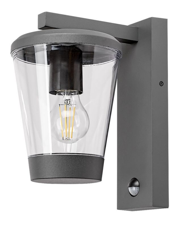 Kinkiet zewnętrzny z czujnikiem Rabalux Savano antracytowo-przezroczysty 1 x E27 x 40W IP44 wym: 28 x 16 x 23 cm - 1 szt.