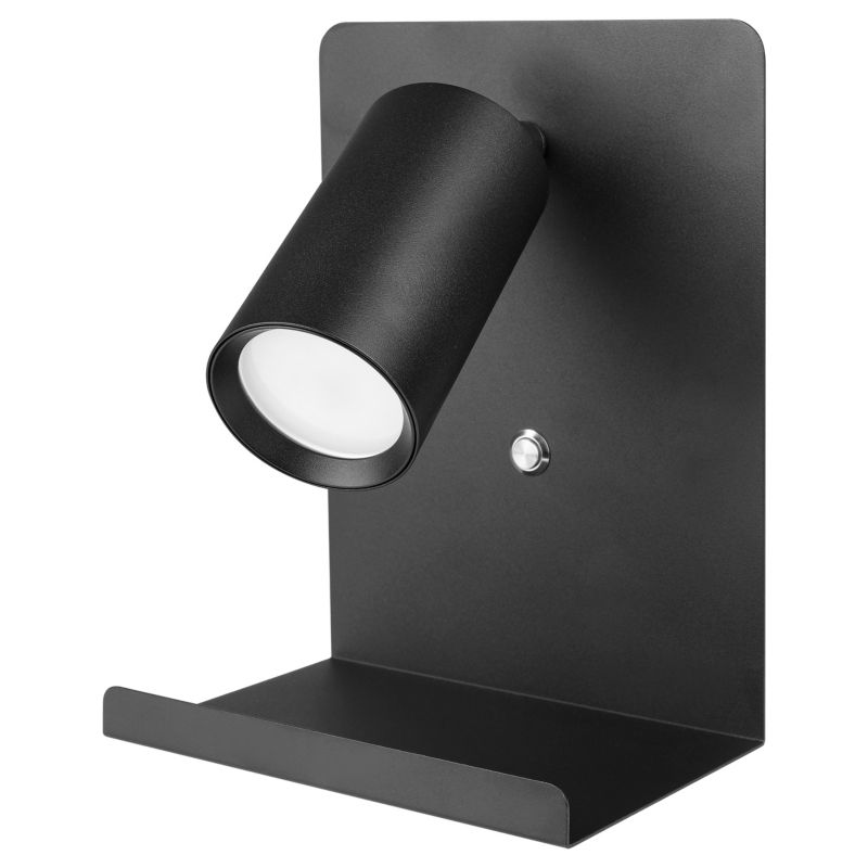 Kinkiet MasterLED Kaliso GU10 200x150mm z portem USB A czarny mat 1 szt.