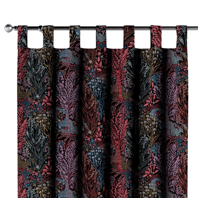 Zasłona na szelkach 1 szt. 130 x 245 cm Dekoria kolorowe rośliny na czarnym tle 1 szt.