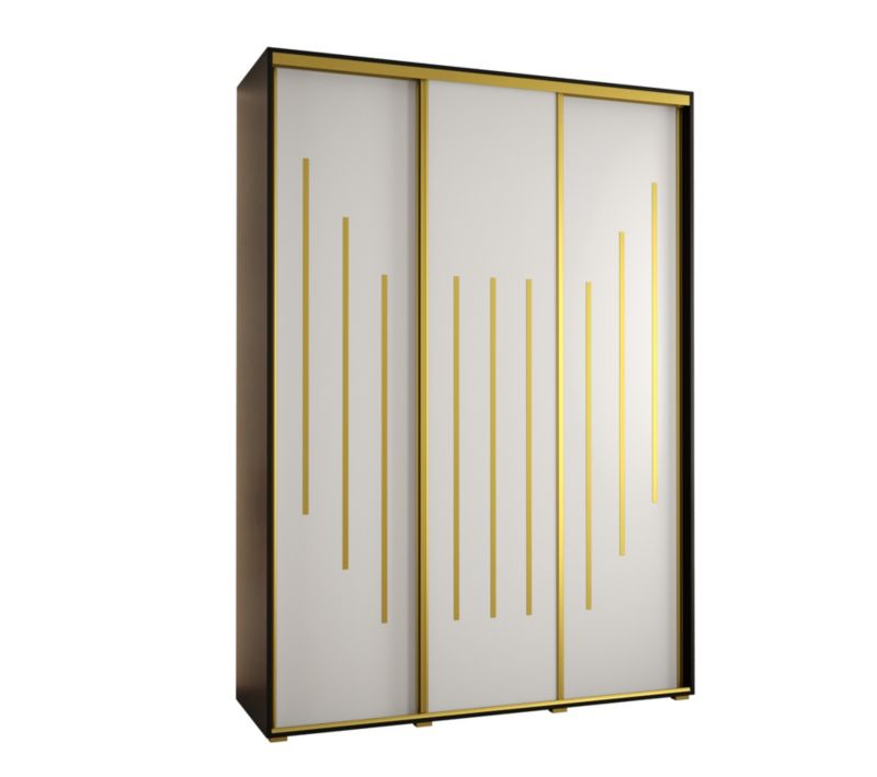 Szafa przesuwna Abiks DAVOS 8 wysoka szer.170cm gł.60cm czarny/biały/złoty 1szt.