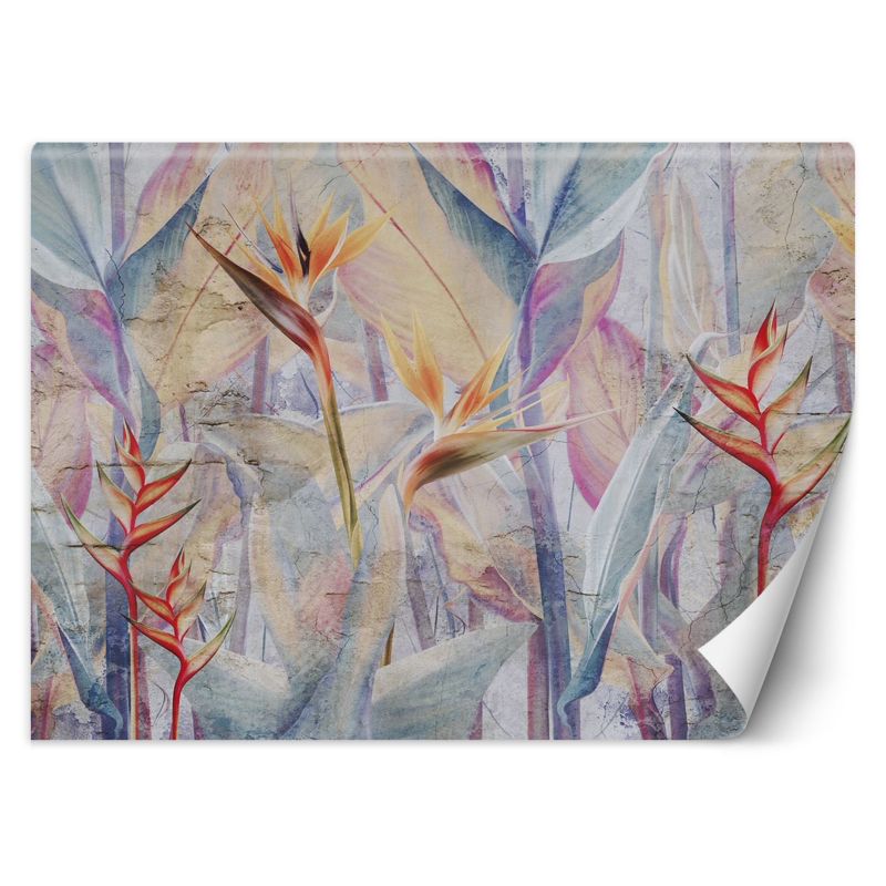 Fototapeta Feeby Pastelowe kolorowe liście na tle imitującym beton 100x70 1 szt