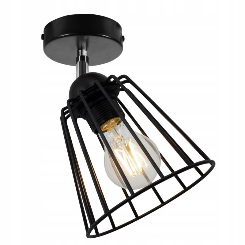Lampa sufitowa kinkiet skośny Light Home LH Nuvola 1x E27 60W stożek czarny 1szt.