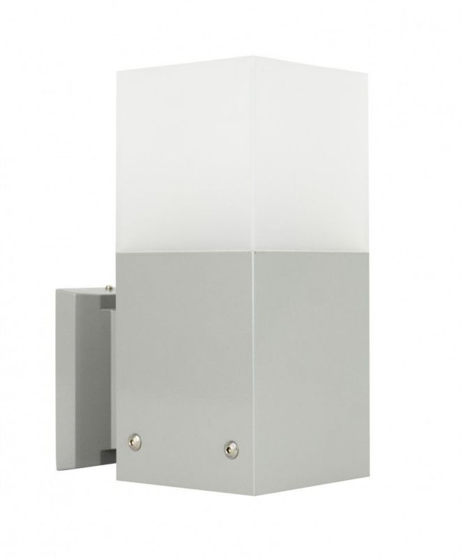 Kinkiet ścienny zewnętrzny SU-MA Cube srebrny 1 x E27 x IP44 wym: 22 x 10 x 17 cm - 1 szt.
