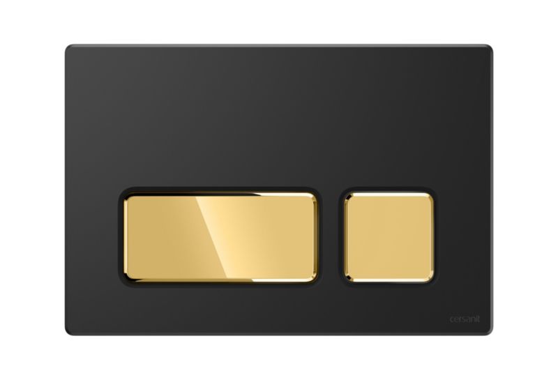 Przycisk do WC Cersanit Block czarny mat/złoty połysk, oszczędne spłukiwanie, 1 szt.