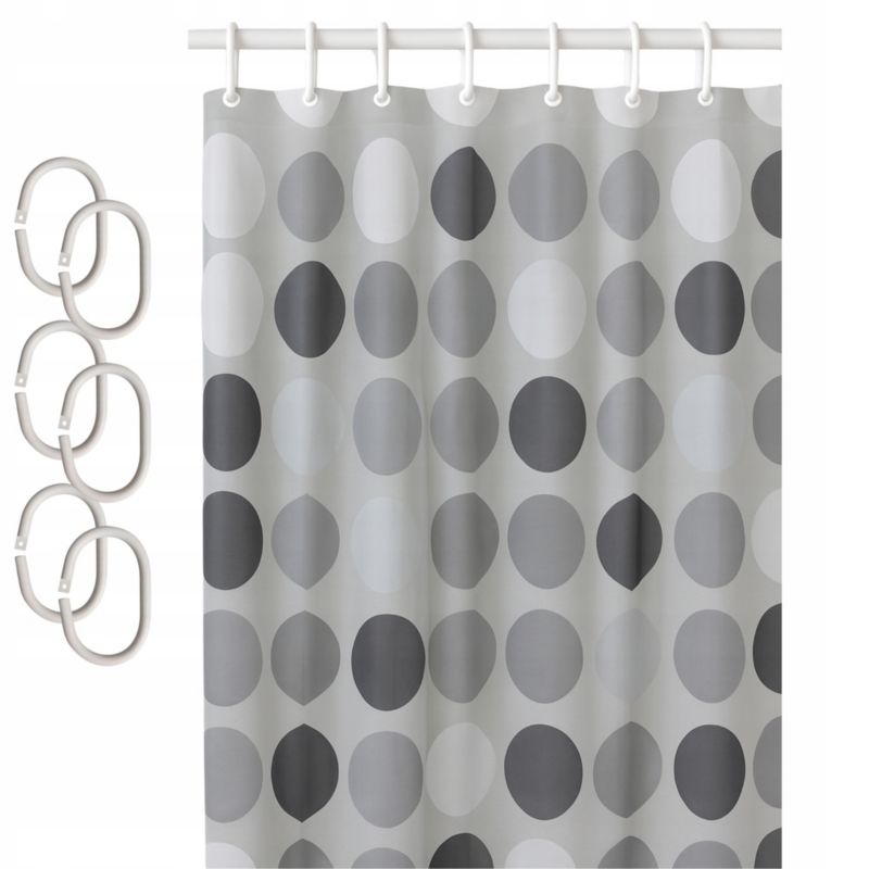 Zasłona prysznicowa Estiva PEVA 120x200 wzór koła szare grafit 1 szt.