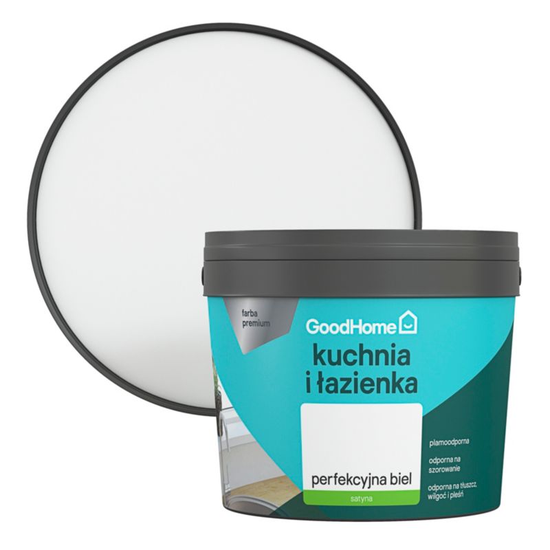 Farba GoodHome Kuchnia i Łazienka biała satynowa 2,5 l