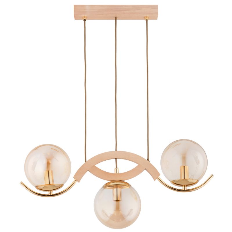 Lampa wisząca Alfa Lima 5334 jasne drewno-złota-bursztynowy dekoracyjna 3xE14 x 10W 1 szt.