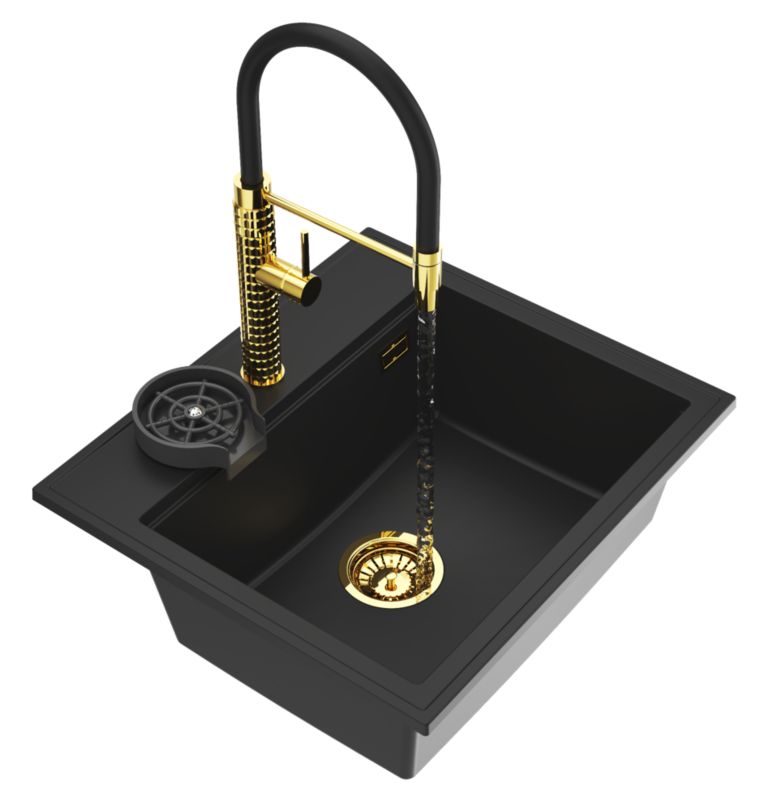 Zlewozmywak Granitowy Granitan Foxal z Syfonem Baterią i Myjką 1kpl.