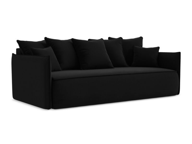 Kanapa 3-osobowa z funkcją spania LaMiaSofa GARDA z tkaniny welwetowej 225x105 cm czarny 1 szt.