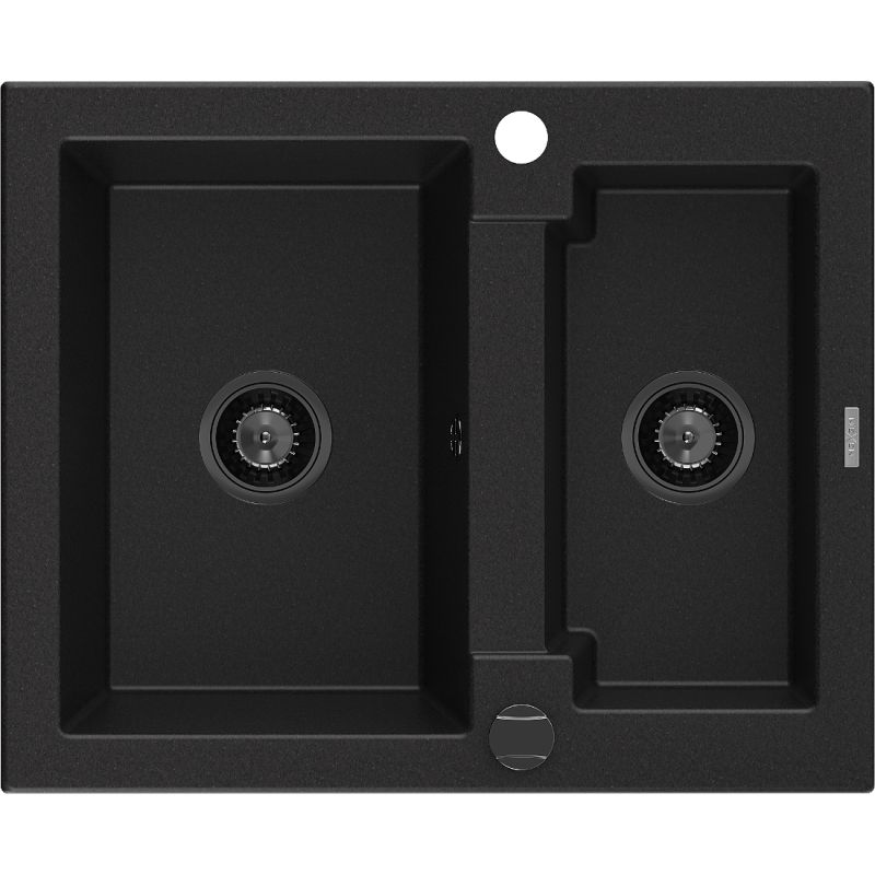 Zlewozmywak wpuszczany Mexen Carlos 1,5-komorowy czarny 582x475 mm 6518581500-77-B