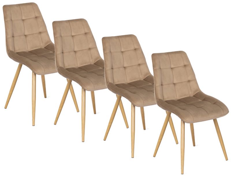 Zestaw 4x Krzesło RODRI Mebel Elite Beżowe Do Salonu Welurowe 1 kpl