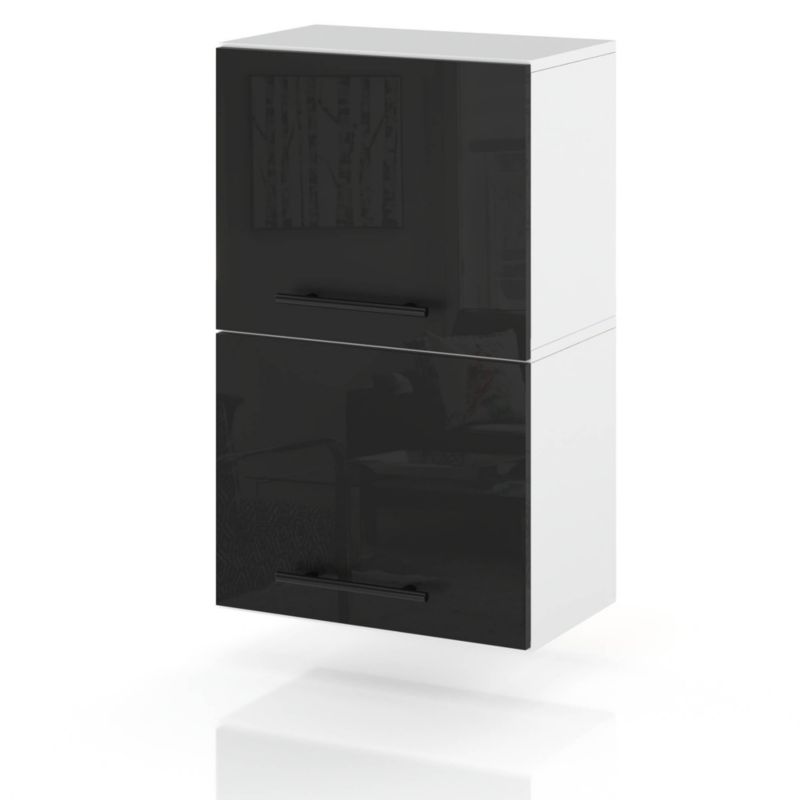 Szafka Kuchenna Hurtownia-Mebli Wisząca Klapowa W40K sPremium 40cm Biały Mat Czarny Połysk 40x32x72 cm 1szt.