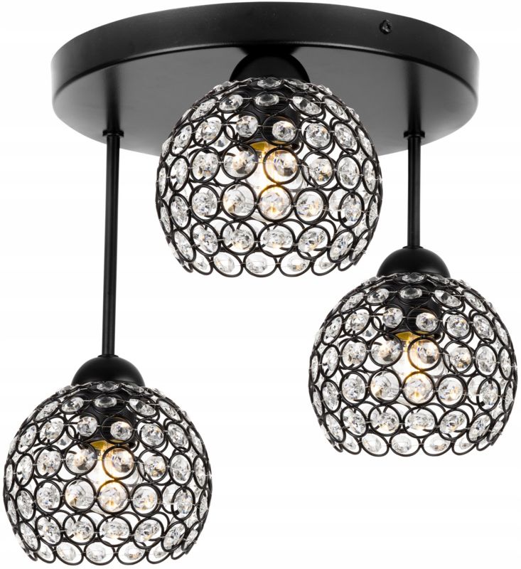 Lampa sufitowa wisząca Light Home LH Crystal 3x E27 60W okrągła czarny 1szt.