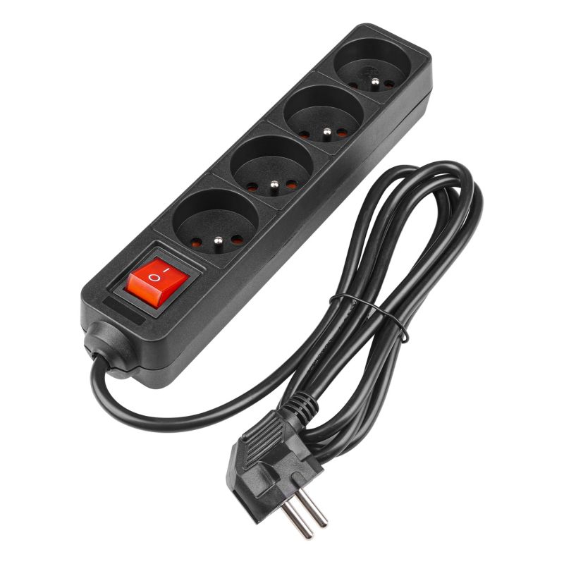 Przedłużacz listwa zasilająca MasterLED Silo 4 gniazda 1.5m włącznik uziemienie czarny 1 szt.