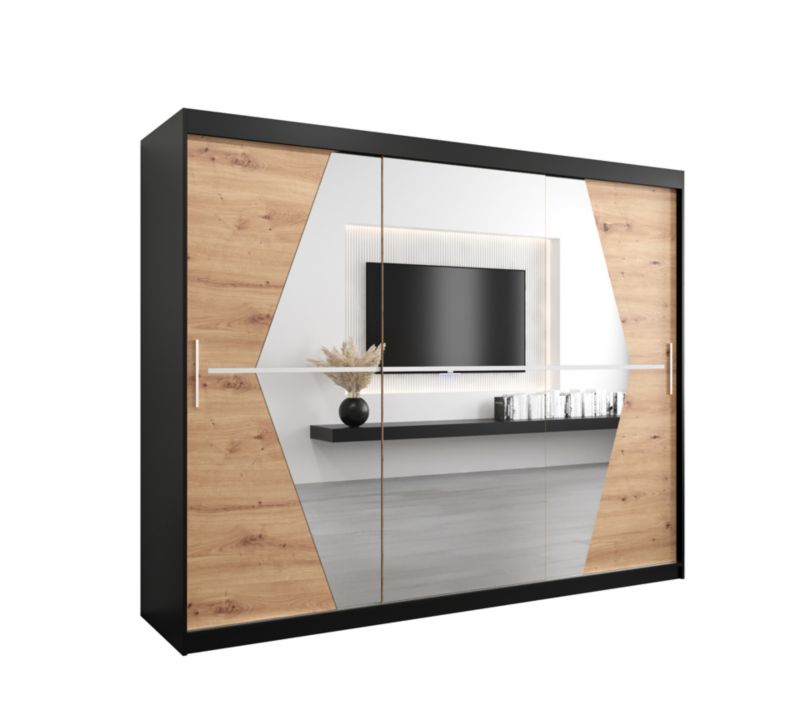 Szafa przesuwna Garderoba Abiks BOLIWIA 250 czarny mat + dąb artisan 1 szt.